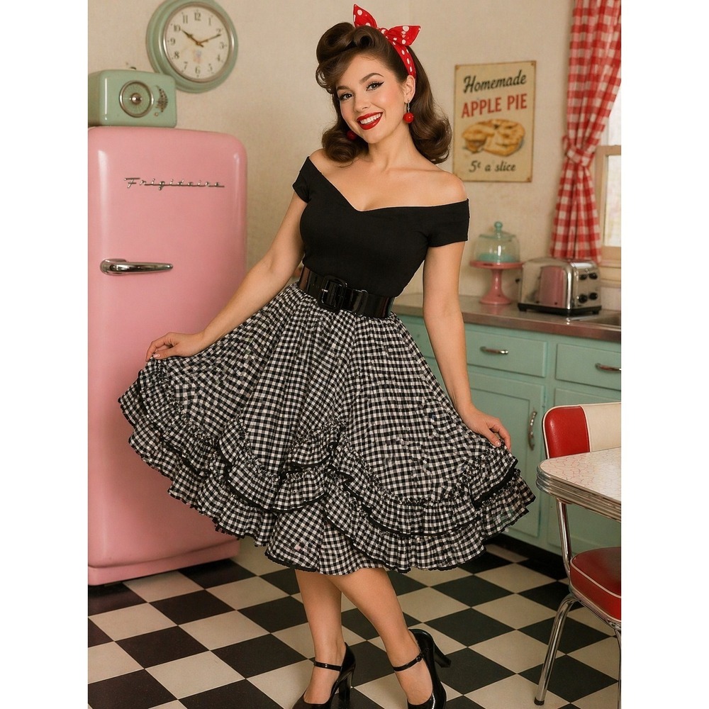 Partners Please Malco Modes Vintage Adult Dancewear Skirt Size Large USA Gingham
